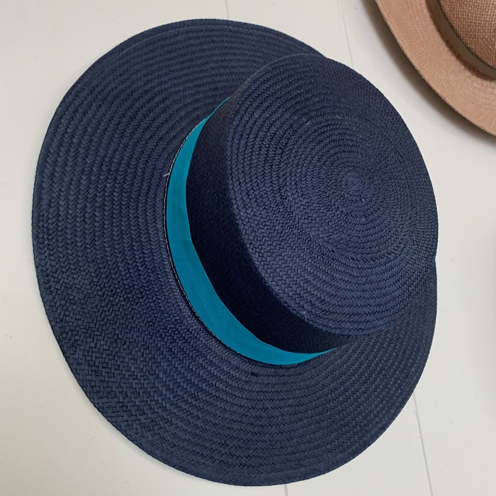 Handmade Columbian Navy Straw Hat Sz M - Janessa